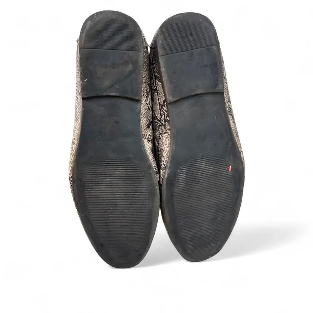 Snakeskin Embossed Faux Leather Horsebit Loafers Animal Print Flats